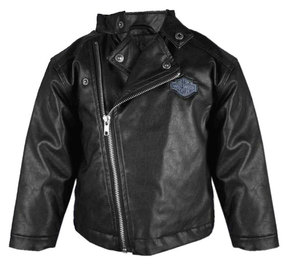 Harley-Davidson Baby Boys' B&S Logo Faux Leather Infant Biker Jacket - Black - Wisconsin Harley-Davidson