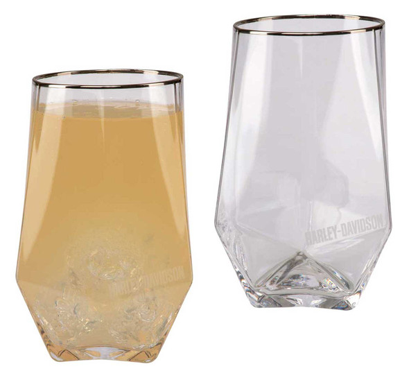 Harley-Davidson Geometric Highball Set, Etched H-D Logos - Set of Two 18 oz. - Wisconsin Harley-Davidson