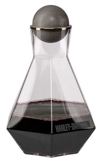 Harley-Davidson® Geometric Glass Carafe w/ Wood Ball Stopper
