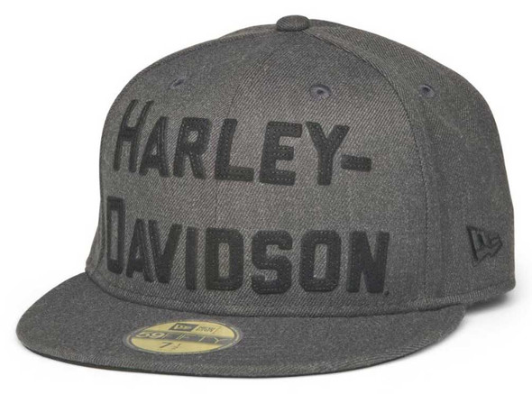 Harley-Davidson Men's Foundation Fitted Flat Brim Baseball Cap - Gray 97652-22VM - Wisconsin Harley-Davidson