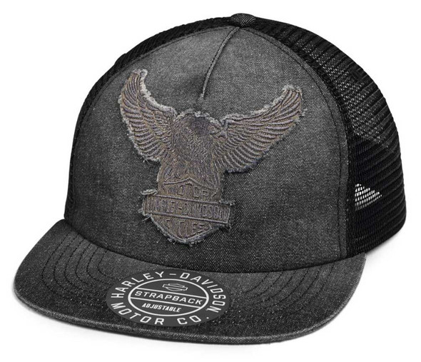 Harley-Davidson Men's Road Captain Adjustable Trucker Cap, Black 97626-23VM - Wisconsin Harley-Davidson