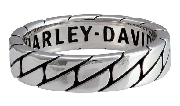 Harley-Davidson Women's Flat Chain Thin Band Ring - Silver Stainless Steel - Wisconsin Harley-Davidson