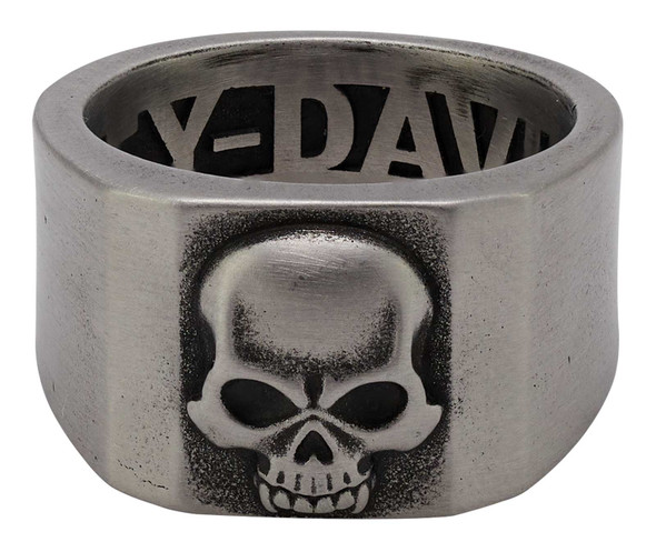 Harley-Davidson Men's Deadlock Skull Band Ring - Silver Stainless Steel - Wisconsin Harley-Davidson