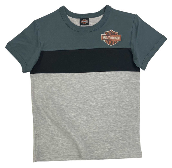 Harley-Davidson Little Boys' B&S Colorblocked Short Sleeve Ringer Toddler Tee - Wisconsin Harley-Davidson