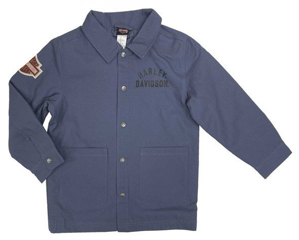 Harley-Davidson Little Boys' Durable Canvas Shacket w/ Quilted Liner - Blue - Wisconsin Harley-Davidson