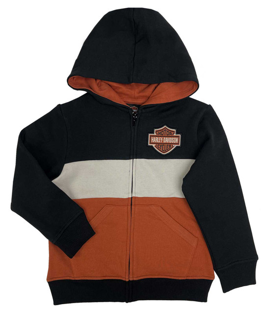 Harley-Davidson Big Boys' B&S Logo Fleece Colorblocked Zippered Hoodie - Wisconsin Harley-Davidson