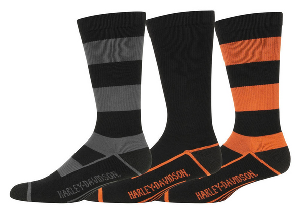 Harley-Davidson Men's 3-Pack H-D Script Midcalf Socks Box Set – Multi Colored - Wisconsin Harley-Davidson