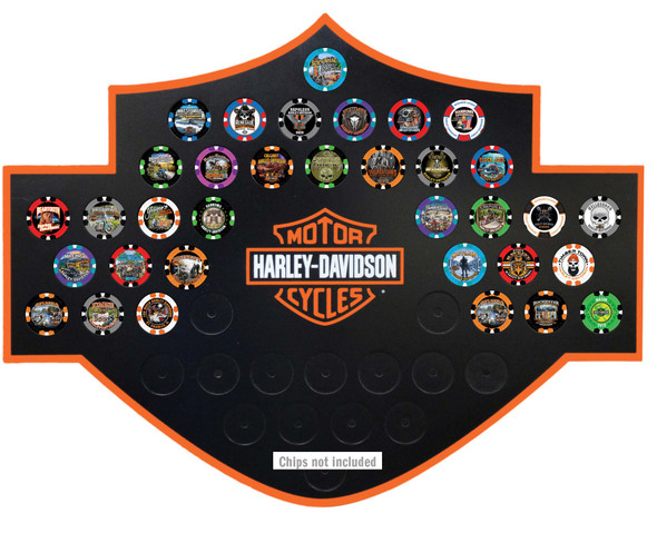 Harley-Davidson Bar & Shield Poker Chip Collector's Magnetic Frame 48 Count - Wisconsin Harley-Davidson