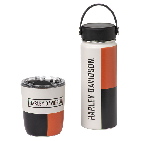 Harley-Davidson Retro Block Travel Mug & Water Bottle Set, 10 oz. & 16 oz. - Wisconsin Harley-Davidson
