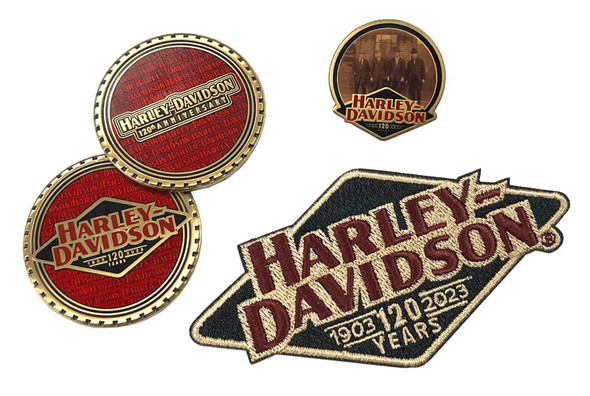 ハーレーダビッドソン Harley-Davidson ヴィンテージバッジ セット Harley-Davidson® 120th Anniversary Pin, Embroidered Patch