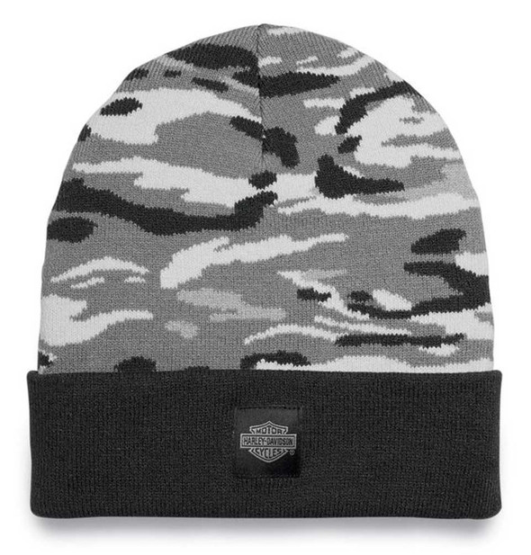 Harley-Davidson Men's Harley Forever Camo Cuffed Beanie Cap - Gray 97692-23VM - Wisconsin Harley-Davidson