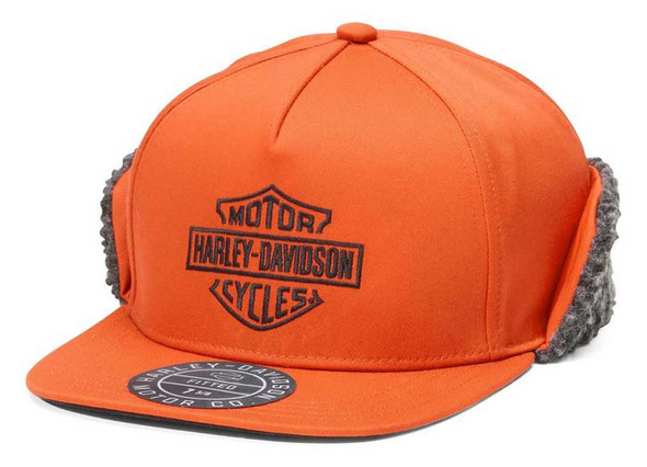 Harley-Davidson® Men's Midwest Sherpa Ear Flap Fitted Hat - Orange