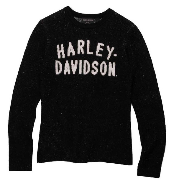Harley-Davidson Women's Midwest Intarsia Knit Sweater - Black 96419-23VW - Wisconsin Harley-Davidson