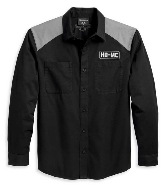 Harley-Davidson Men's HDMC Colorblocked Long Sleeve Button Shirt 96368-23VM - Wisconsin Harley-Davidson