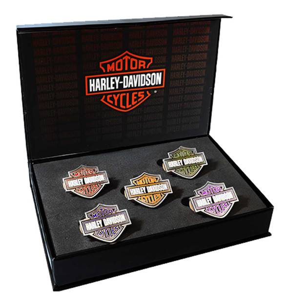 Harley-Davidson Enamel Bar & Shield Logo Collector Pin Set - Nickel Plated - Wisconsin Harley-Davidson