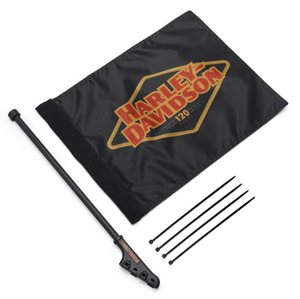 Harley-Davidson 120th Anniversary Flag Kit - Sissy Bar Mount - Black 61400721 - Wisconsin Harley-Davidson