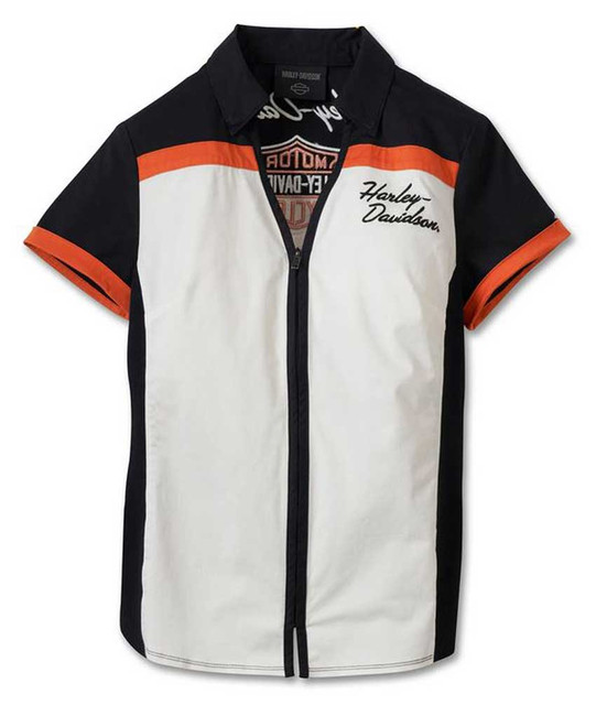 Harley-Davidson Women's Elemental Zip Front Short Sleeve Shirt 99055-23VW - Wisconsin Harley-Davidson