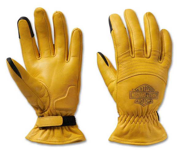 Harley-Davidson Women's Helm Leather Full-Finger Work Gloves- Natural 98153-23VW - Wisconsin Harley-Davidson