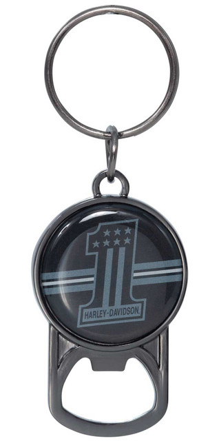 Harley-Davidson #1 Americana Logo Bottle Opener Key Chain - Gunmetal Finish - Wisconsin Harley-Davidson