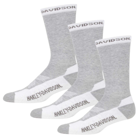 Harley-Davidson Men's Core Moisture Wicking Riding Socks - Gray/White, 3 Pairs - Wisconsin Harley-Davidson