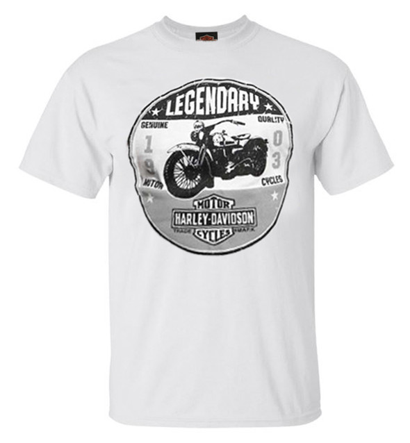 Harley-Davidson Men's Happier Short Sleeve Crew-Neck Cotton T-Shirt - White - Wisconsin Harley-Davidson