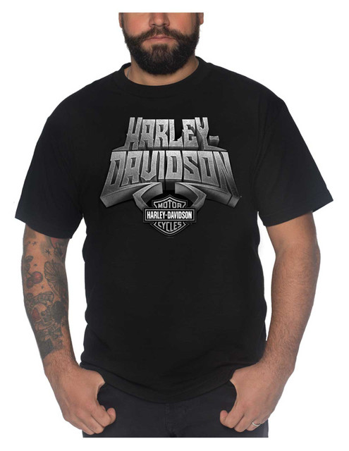 Harley-Davidson Men's Chiseled Crew-Neck Short Sleeve Cotton T-Shirt - Black - Wisconsin Harley-Davidson