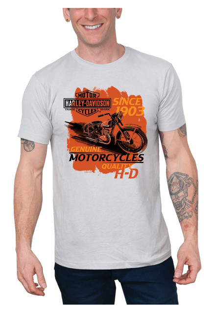 Harley-Davidson Men's Swiftly Bike Short Sleeve Cotton Crew-Neck T-Shirt - Gray - Wisconsin Harley-Davidson