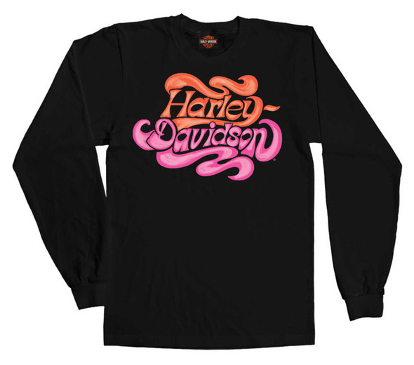 Harley-Davidson Girl's Bright Grooves Long Sleeve Toddler Cotton Shirt - Black - Wisconsin Harley-Davidson