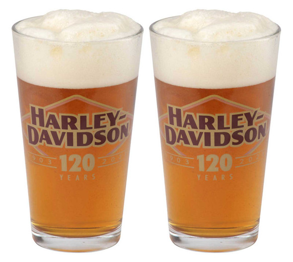 Harley-Davidson 120th Anniversary Logo Pint Glass Set, Limited Edition - 16 oz. - Wisconsin Harley-Davidson