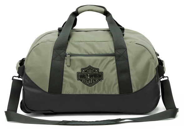 Harley-Davidson 21" B&S Crinkle Nylon Carry-On Wheeling Duffel Bag - Green - Wisconsin Harley-Davidson