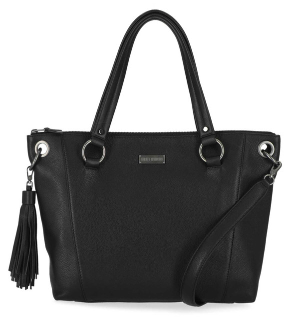 Harley-Davidson Women's Classic Leather Satchel Purse w/ Crossbody Strap, Black - Wisconsin Harley-Davidson