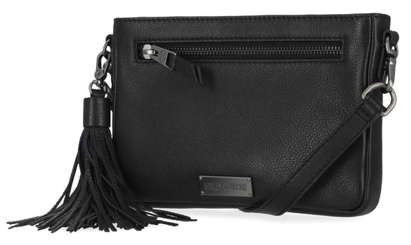 Harley-Davidson Women's Classic Leather Hip Bag w/ Tassel & Strap - Black - Wisconsin Harley-Davidson