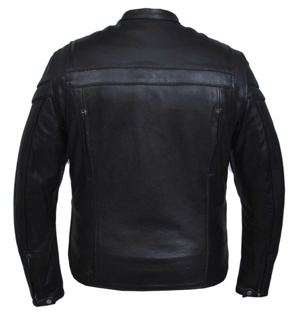 UNIK Men's Premium Buffalo Leather Motorcycle Jacket w/ Reflective ...