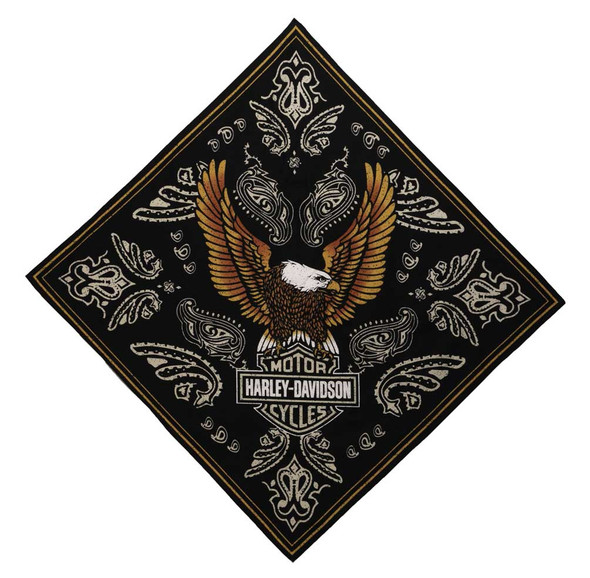 Harley-Davidson Women's Classic Eagle Cotton Bandana - Black 97828-23VW - Wisconsin Harley-Davidson