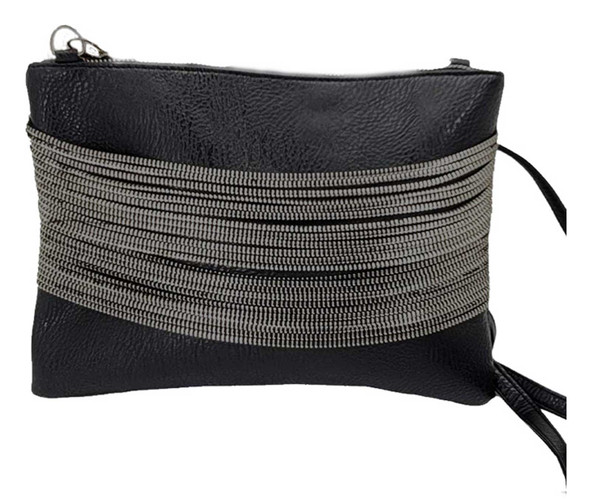 That's A Wrap Women's Unique Zipper Chain Accent Crossbody Hip Bag - Black - Wisconsin Harley-Davidson