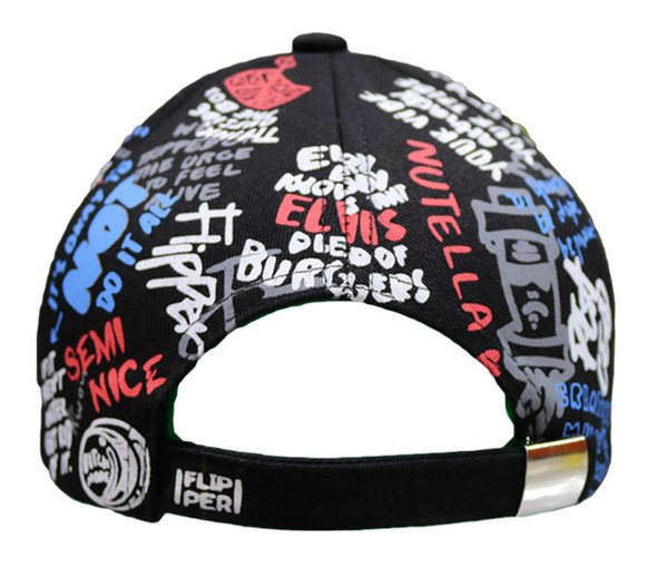 ニットキャップ・ビーニー BLACKBLOND Bibidi side patch shadow graffiti logo cap black That's A Wrap Women's Allover Printed Graffiti Adjustable
