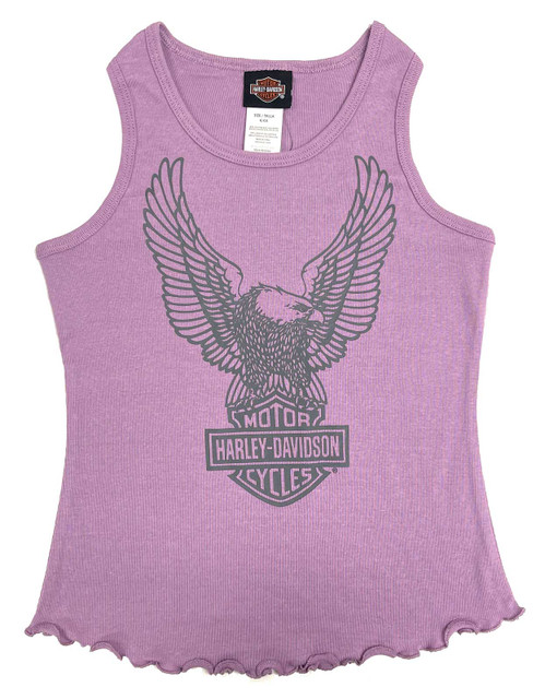 Harley-Davidson Little Girls' Eagle Rib Sleeveless Toddler Tank Top - Lavender - Wisconsin Harley-Davidson