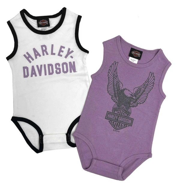 Harley-Davidson Baby Girls' 2-Pack Infant Rib Sleeveless Bodysuit Set - Lavender - Wisconsin Harley-Davidson