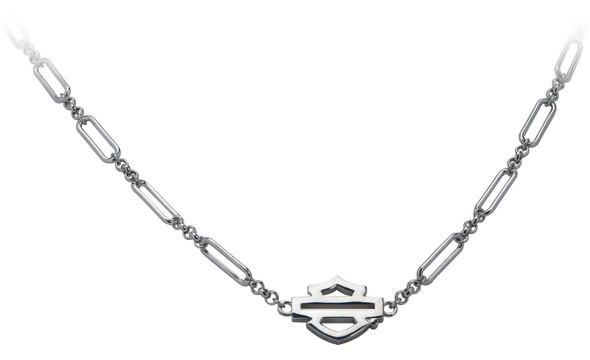 Harley-Davidson Women's Link & Length Bar & Shield Chain Necklace - Silver - Wisconsin Harley-Davidson