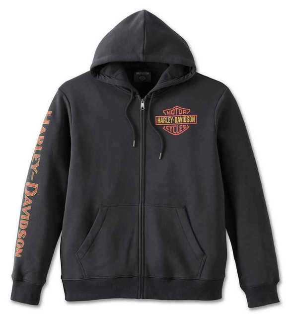 Harley-Davidson Men's Classic Eagle Zip-Up Fleece Hoodie - Black 96769-23VM - Wisconsin Harley-Davidson