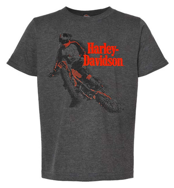 Harley-Davidson Big Boys' H-D Racer Short Sleeve Crew-Neck Tee, Charcoal Gray - Wisconsin Harley-Davidson