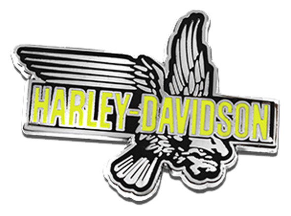 Harley-Davidson 1.5 inch. Plunge Eagle H-D Text Metal Pin, Silver Finish - Wisconsin Harley-Davidson