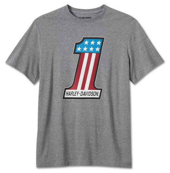 Harley-Davidson Men's #1 Racing Logo Short Sleeve Tee - Gray 99072-24VM - Wisconsin Harley-Davidson