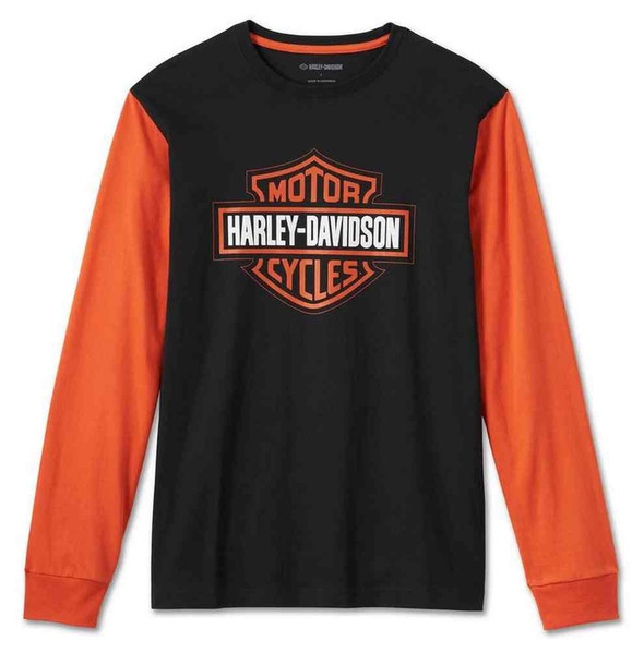 Harley-Davidson Mens Bar & Shield Long Sleeve Colorblocked Raglan Tee 99089-24VM - Wisconsin Harley-Davidson