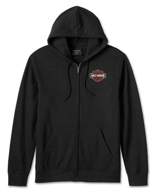 Harley-Davidson Men's Bar & Shield Logo Zip-Up Hoodie - Black 99066-24VM - Wisconsin Harley-Davidson
