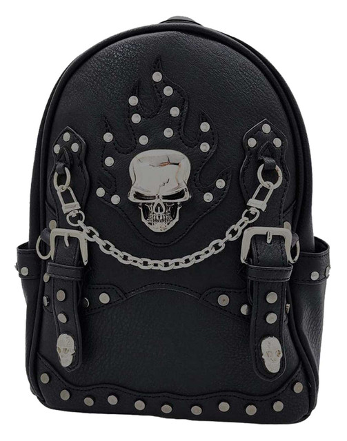 That's A Wrap Women's Metal Head Backpack, Quality Faux Leather - Black - Wisconsin Harley-Davidson