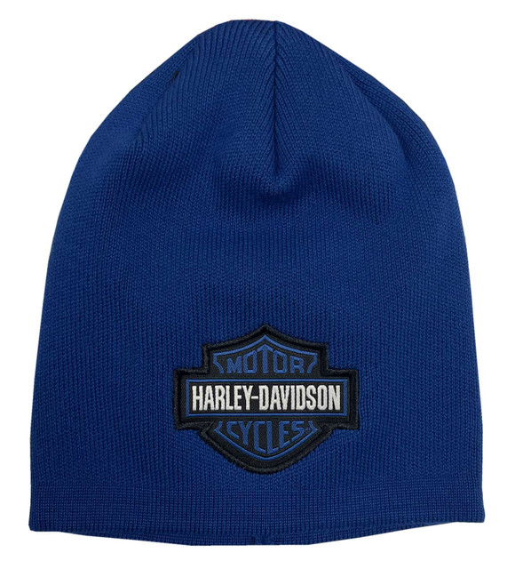 Harley-Davidson Little Boys' Bar & Shield Fine Guage Knit Beanie Cap - Blue - Wisconsin Harley-Davidson