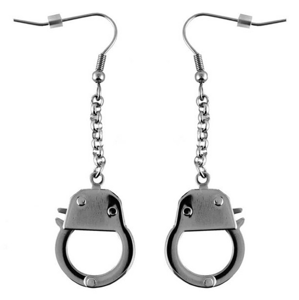 Heavy Metal Women's Hand Cuffs Stainless Steel Dangle Earrings - Silver - Wisconsin Harley-Davidson