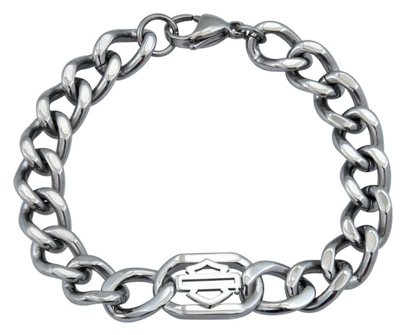 Harley-Davidson Women's Outline Bar & Shield Curblink Bracelet - Silver - Wisconsin Harley-Davidson