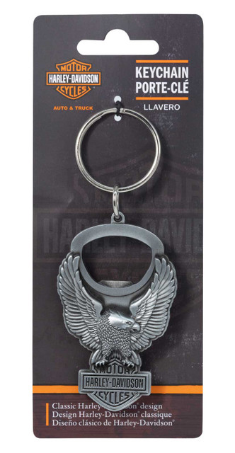 Harley-Davidson Up-Winged Eagle Bottle Opener Key Chain - Antique Nickel Finish - Wisconsin Harley-Davidson